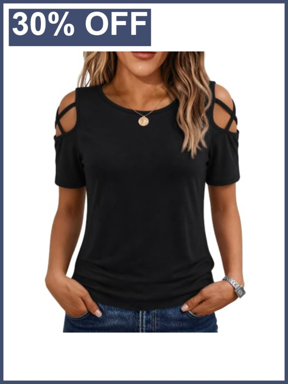 Women's Cold Shoulder Tunic Top Short Sleeve Scoop Neck High Low Summer